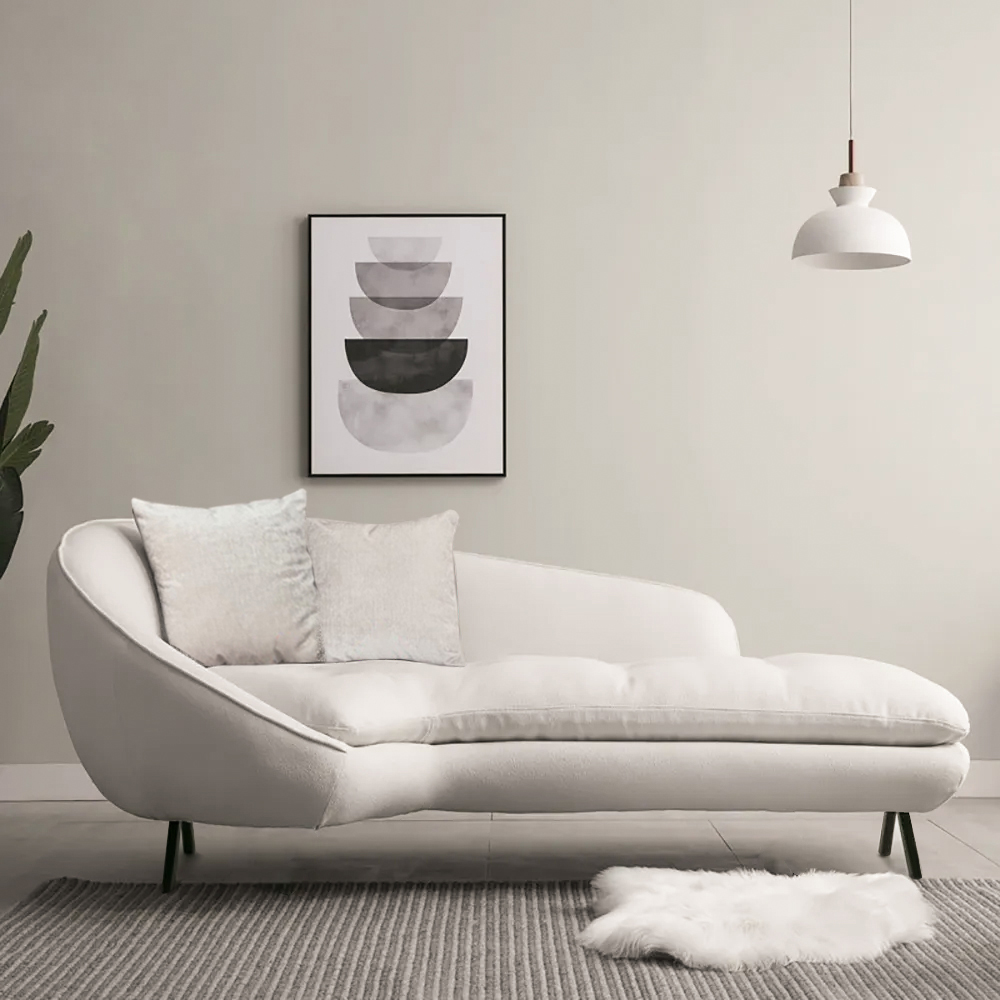 Modern Chaise Longue Sofa Upholstered Linen Sofa 3-seater Sofa in Steel Legs in US