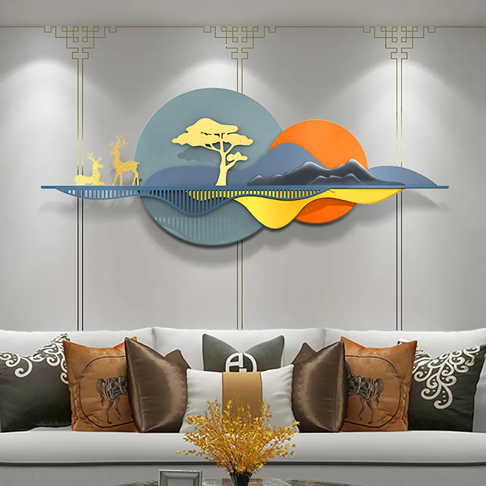 Farmhouse Nature Landscape 3D Decoración de pared Arte creativo en metal