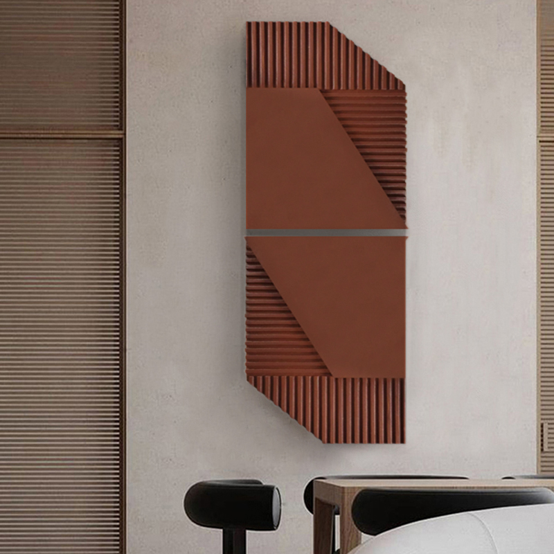 23.6 x 15.7 2 Pieces Modern Geometric Abstract Wood Wall Decor Art Print Brown