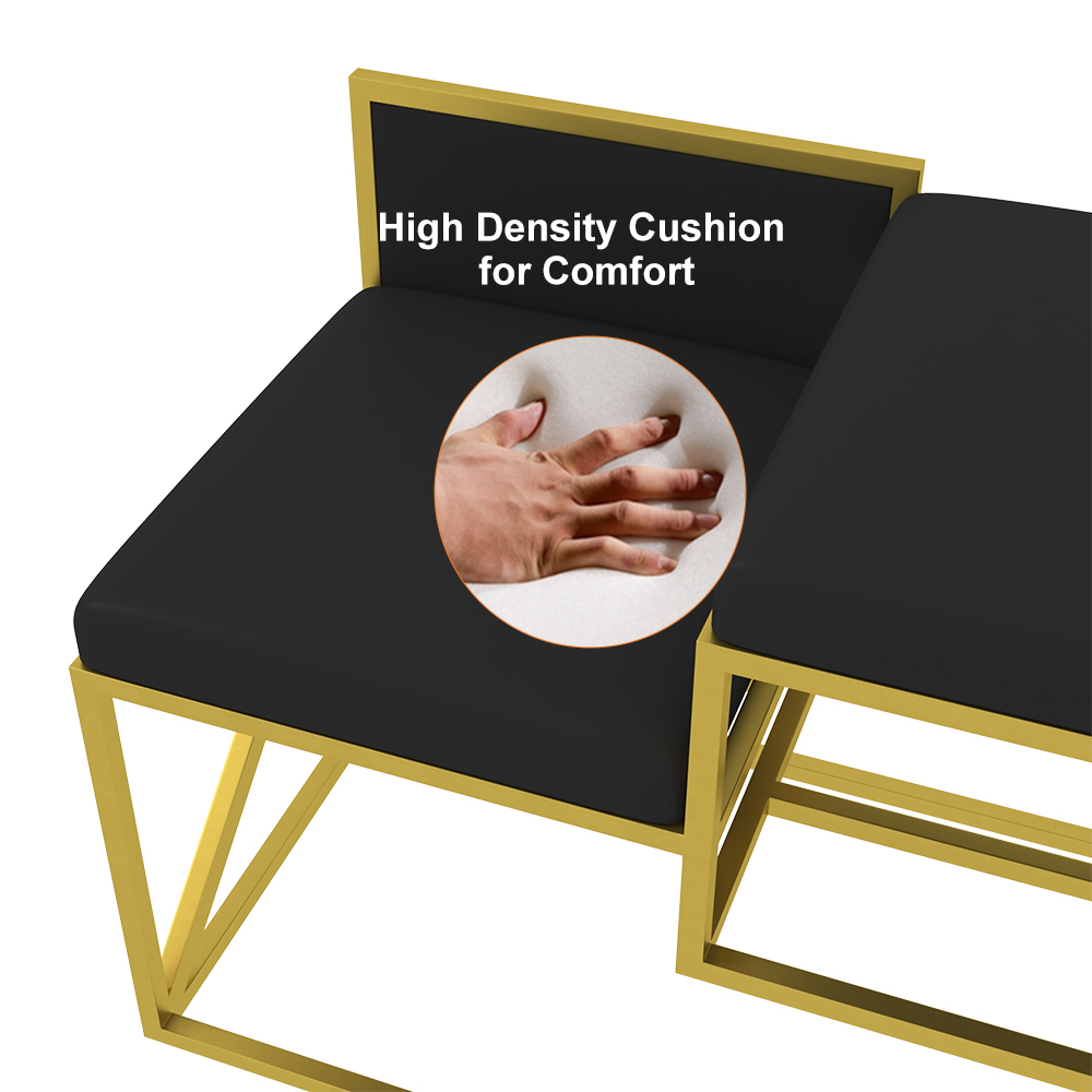 Modern PU Leather Upholstered Entryway Bench Black with Gold Legs Entryway Furniture Homary US