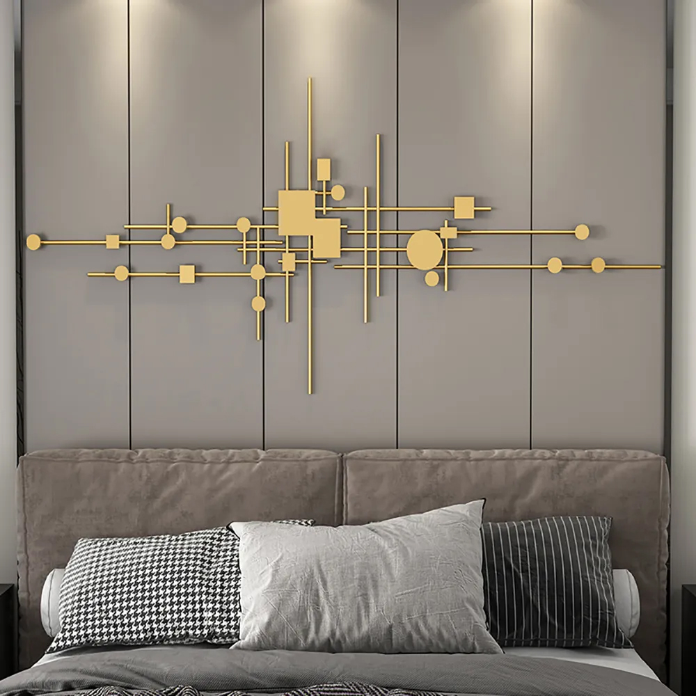 47" Luxury 3D Gold Geometric Patterns Metal Wall Decor with Overlapping Effects