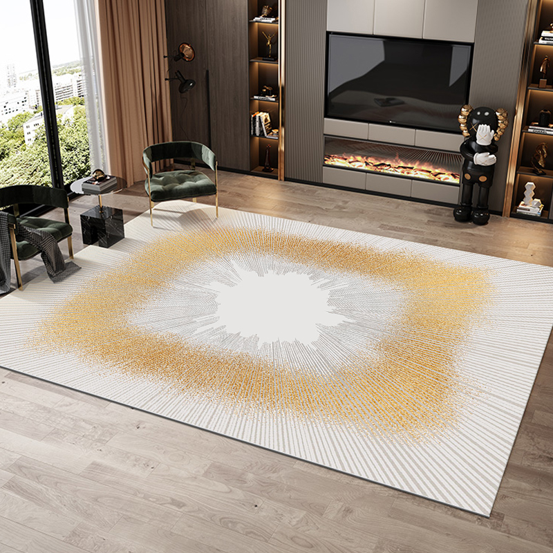 5' X 7' Modern Geometric Area Rug Decorative Carpet in Gray and Gold for Living Room Bedroom in US