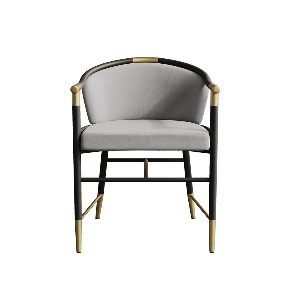 Craines Modern Gray Velvet Upholstered Dining Chair with Arms Curved Back 4-Pieces