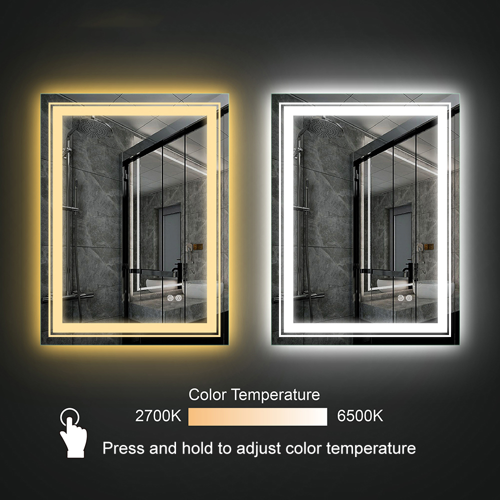 Modern 24" x 30" Frameless LED Bathroom Vanity Mirror Rectangle Anti-Fog Wall Mirror