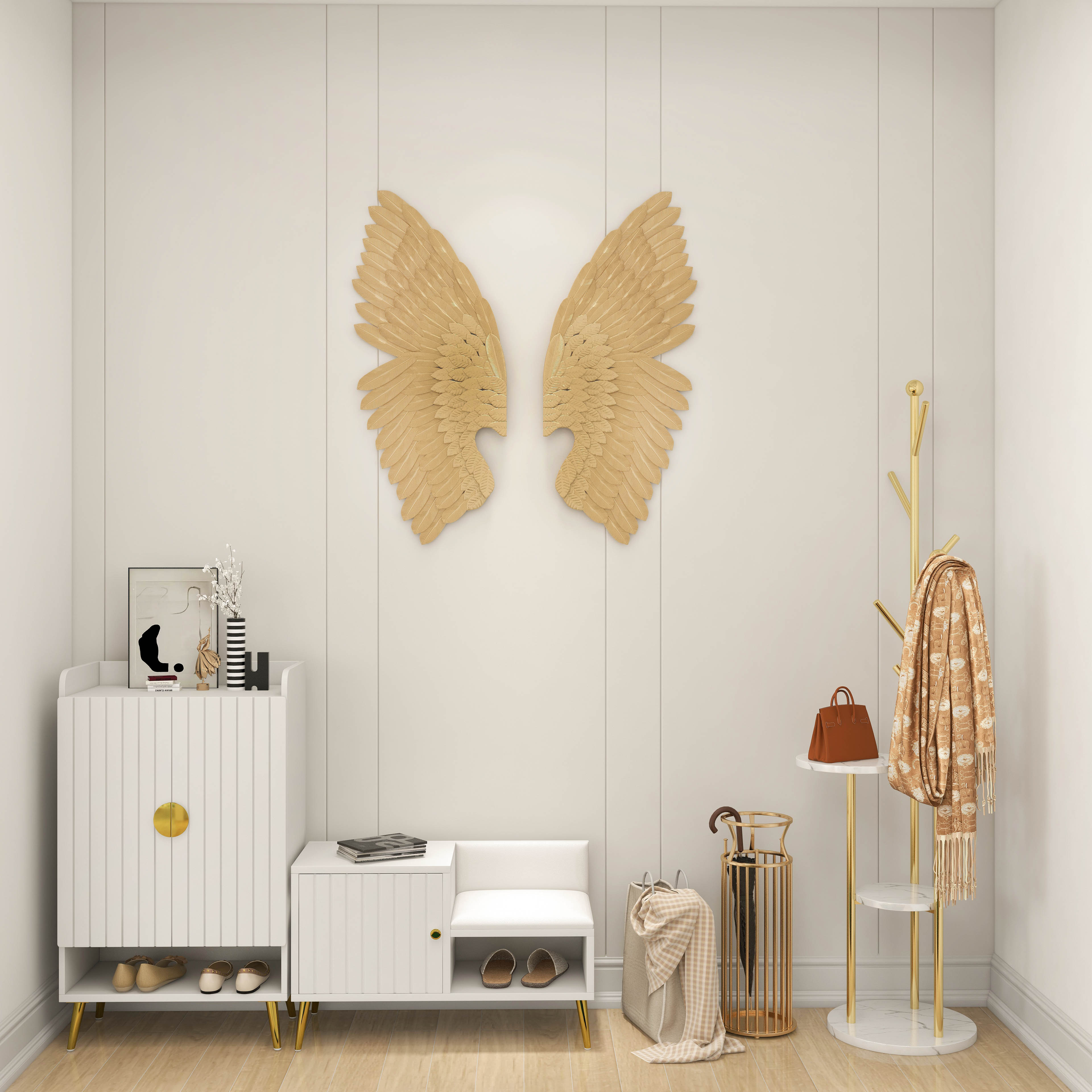 Juego de arte de alas de ángel de lujo de 830 mm, 2 piezas, para decoración de pared con alas de ángel