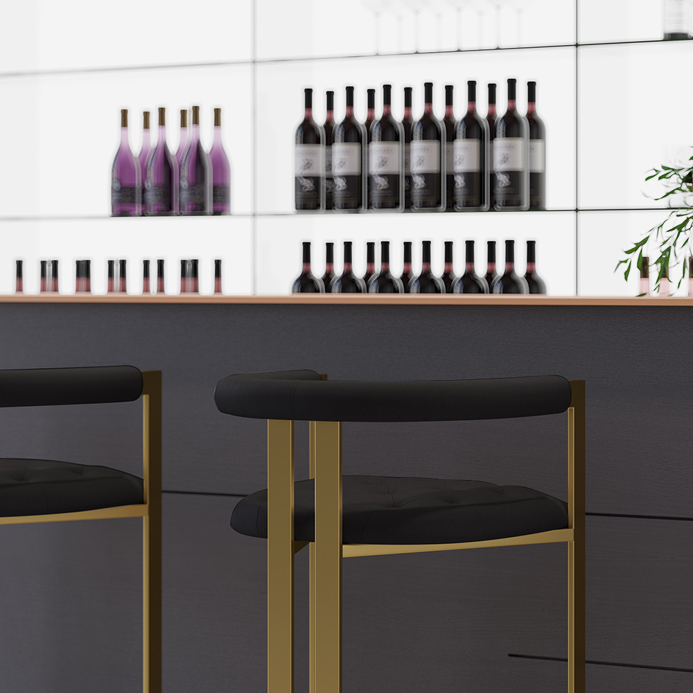 Modern Counter Stool Bar Stool with Back Black Upholstery in Gold 8-Pieces