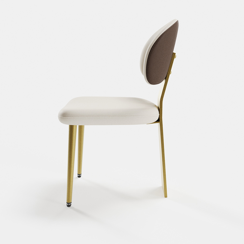 White Upholstered Dining Chair (Set of 2) Modern Armless Side Chair Curved Back