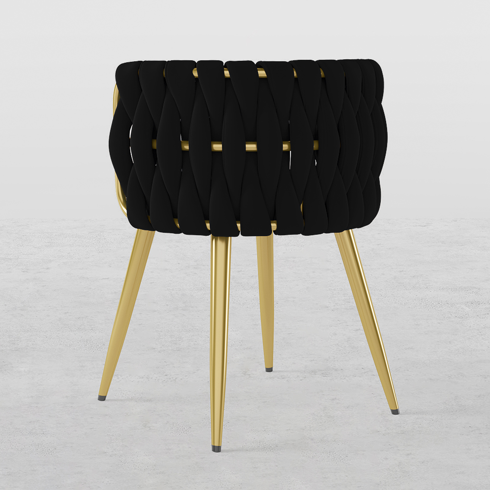 Set of 2 Barrel Back Dining Chair Velvet Upholstery Scandinavian Design Black Round Accent