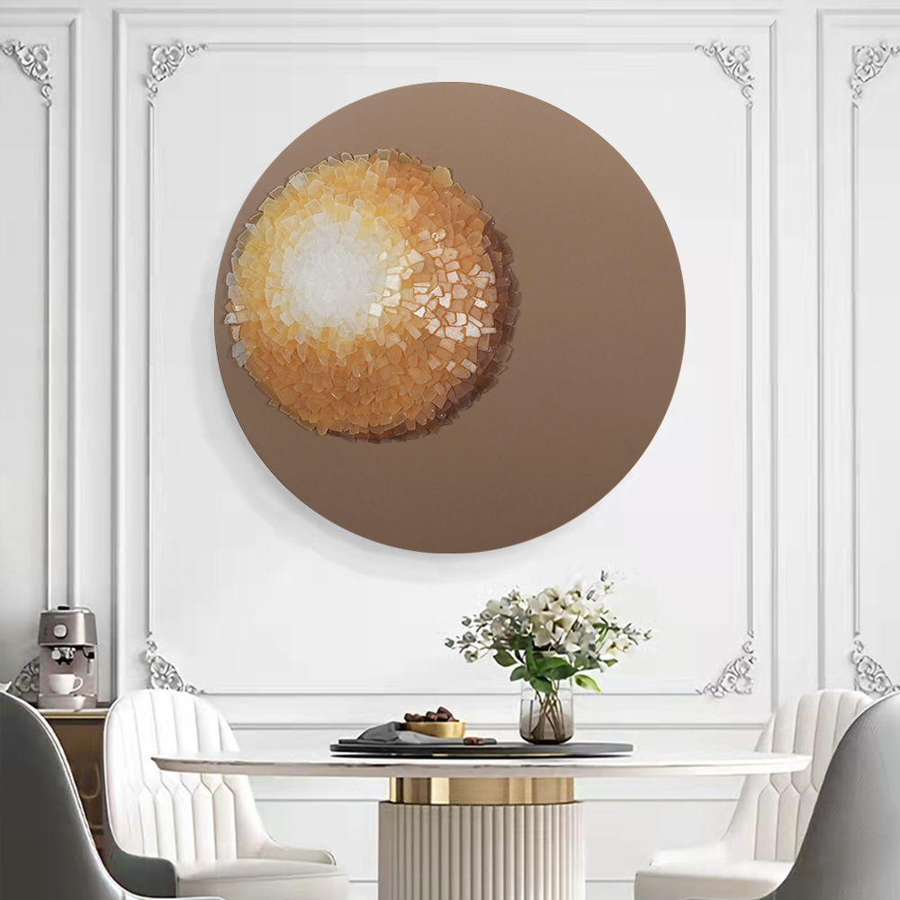 23.6" Coastal Round Brown Sea Glass Wall Art Ocean Beach Decor Living Room Bedroom in US