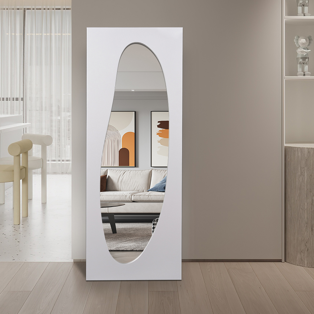 63" x 23.6" Modern Abstract Silver Full Length Floor Mirror Decor Art Bedroom