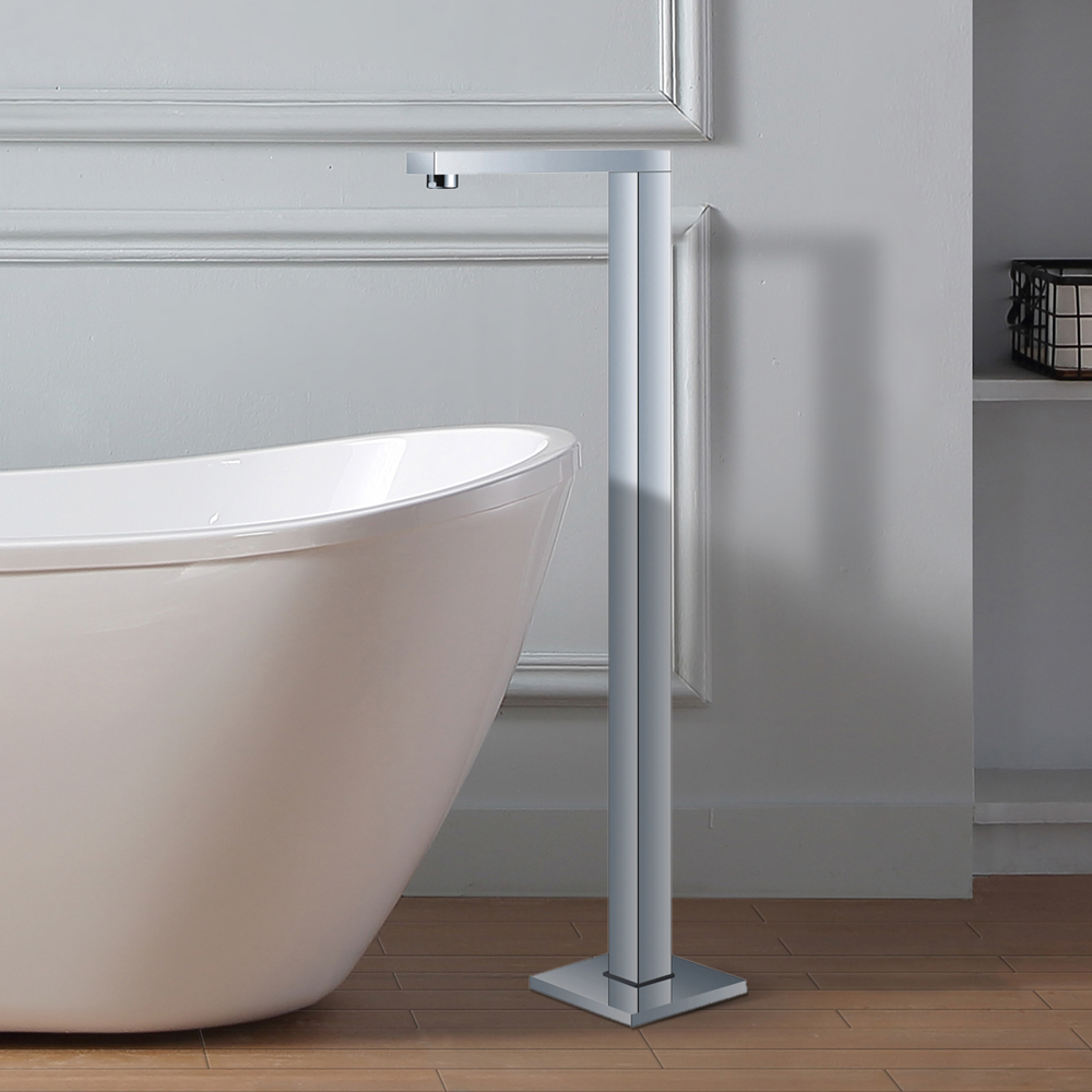 Modern Floor Mounted Tub Filler Single Handle Bathtub Faucet in Chrome Finish in US