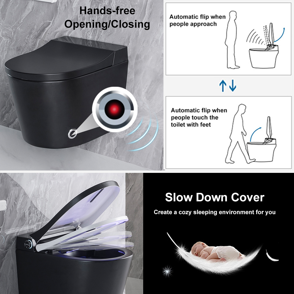 Elongated One-Piece Smart Toilet Wall Mounted 1.58 GPF with In-Wall Tank & Carrier System