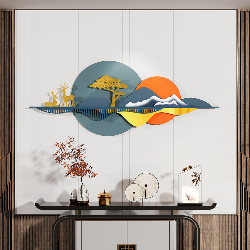 Farmhouse Nature Landscape 3D Decoración de pared Arte creativo en metal