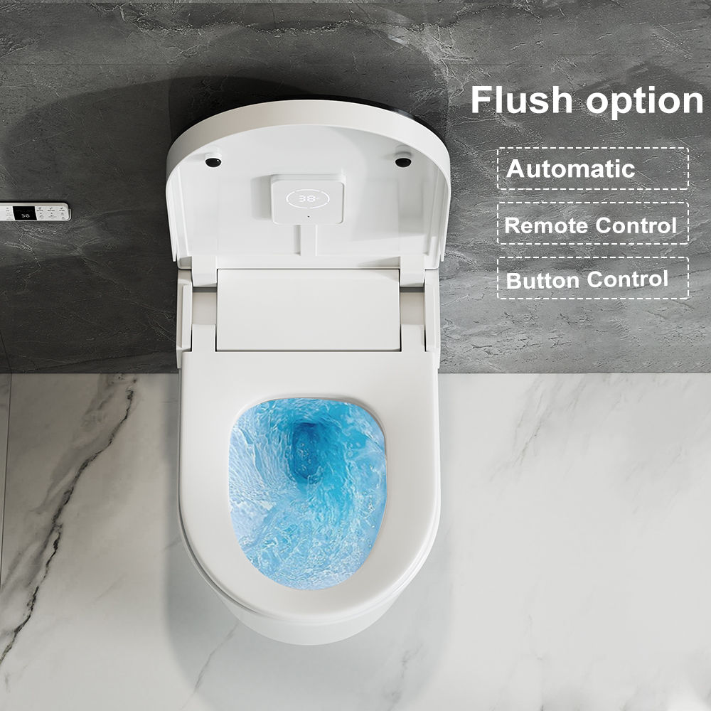 Elongated One-Piece Smart Toilet Wall-Mounted 1.58 GPF Automatic Toilet and Bidet with UV Sterilization Feature