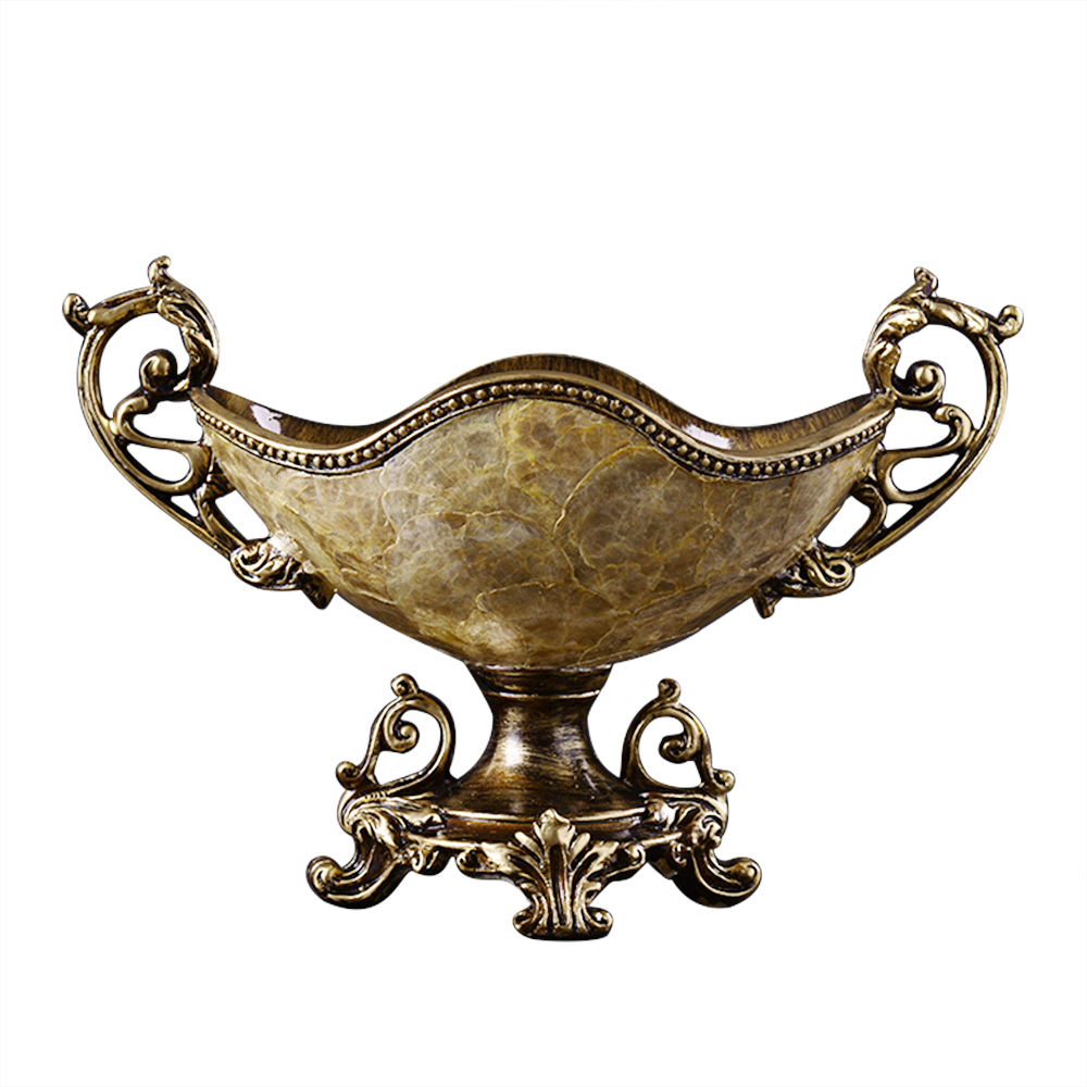 Shellium Brown Fruit Basket Decorative Bowl Resin & Shell Snack Tray