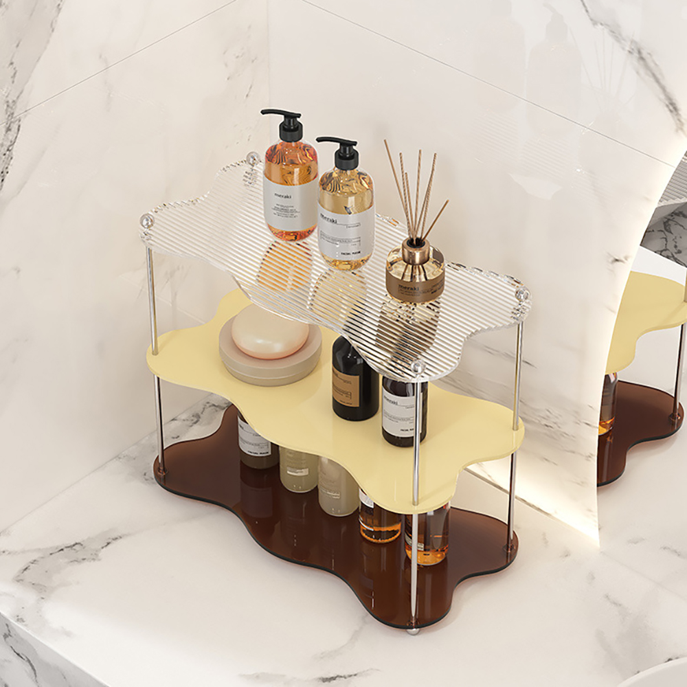 3-tier Amber Clear Beige Acrylic Bathroom Storage Rack Makeup Cosmetic Organizer in US
