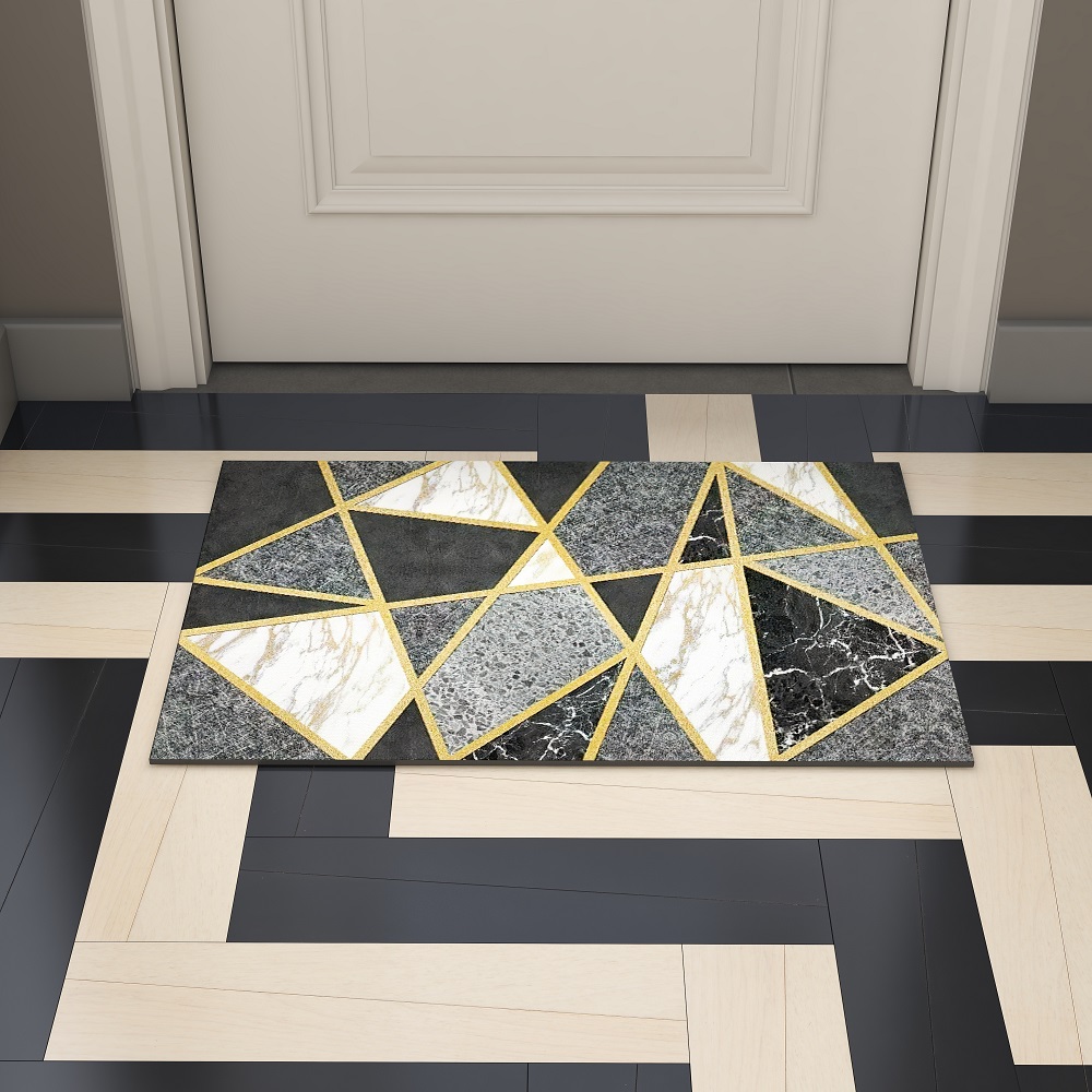 Modern Geometric Non-Slip Soft Bath Mat 16" x 24" Rectangle Abstract Bathroom Rug