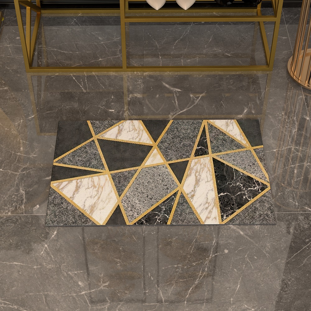 Modern Geometric Non-Slip Soft Bath Mat 16" x 24" Rectangle Abstract Bathroom Rug