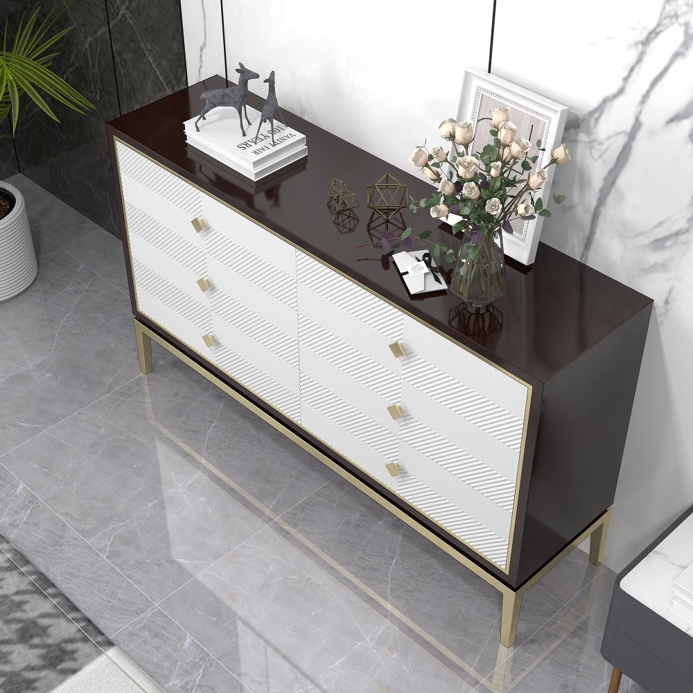 59.1" Modern Bedroom Dresser with 6 Drawers Cabinet for Storage in Gold