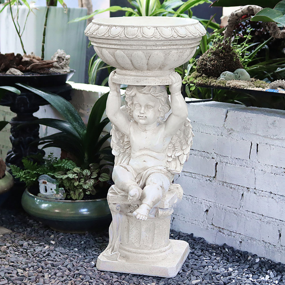 22.4" Resin Angel Garden Decor Statue Inoor Outdoor Planter Birdbath Sculpture Ornament