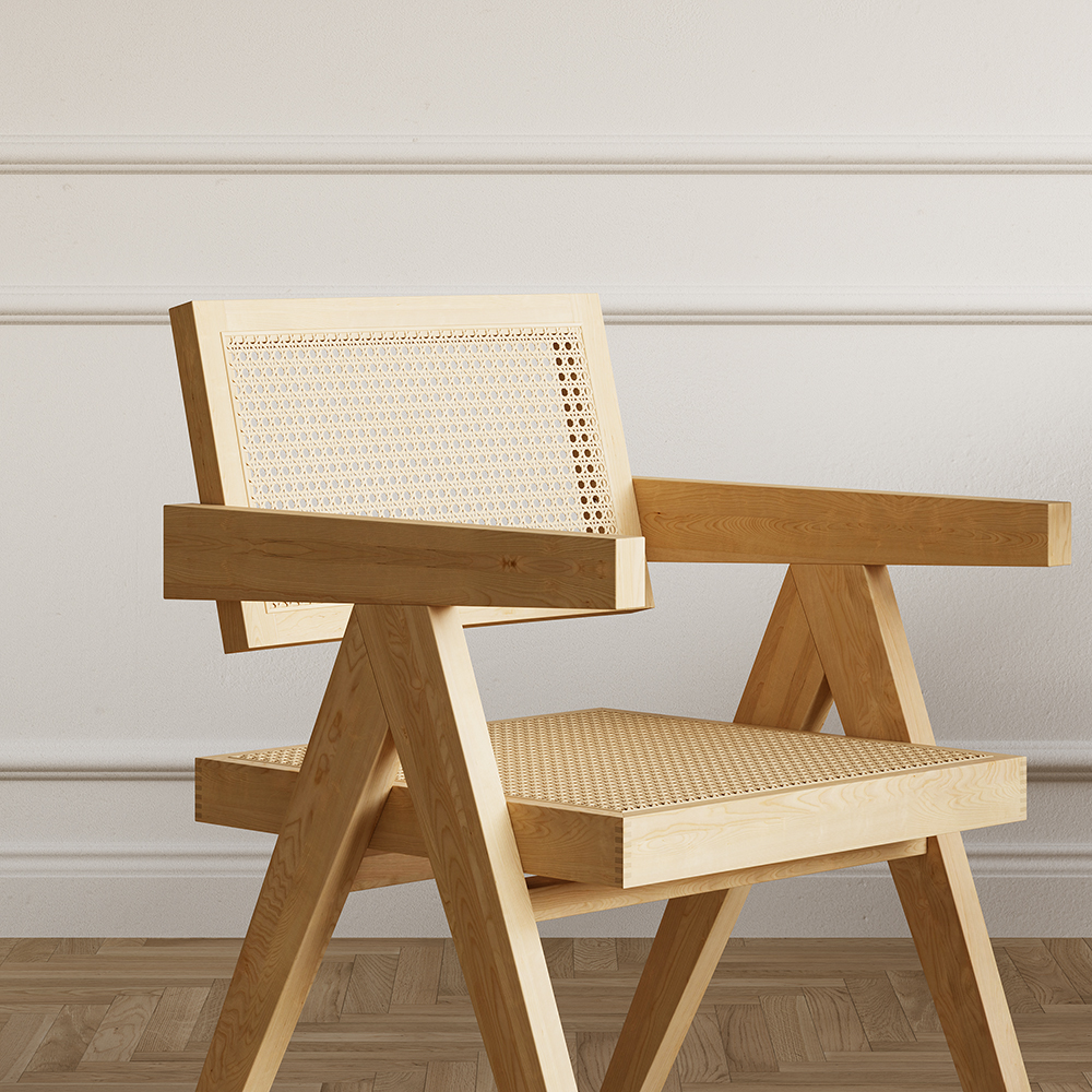Japandi Rattan Dining Chairs with Solid Wood Frame Natural Dining Room Chairs