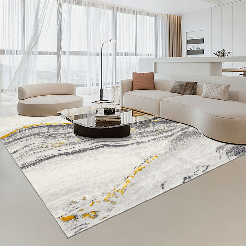 3'x 5' Art Deco Abstract Gray Gold Area Rug Landscape Living Room Carpet in US