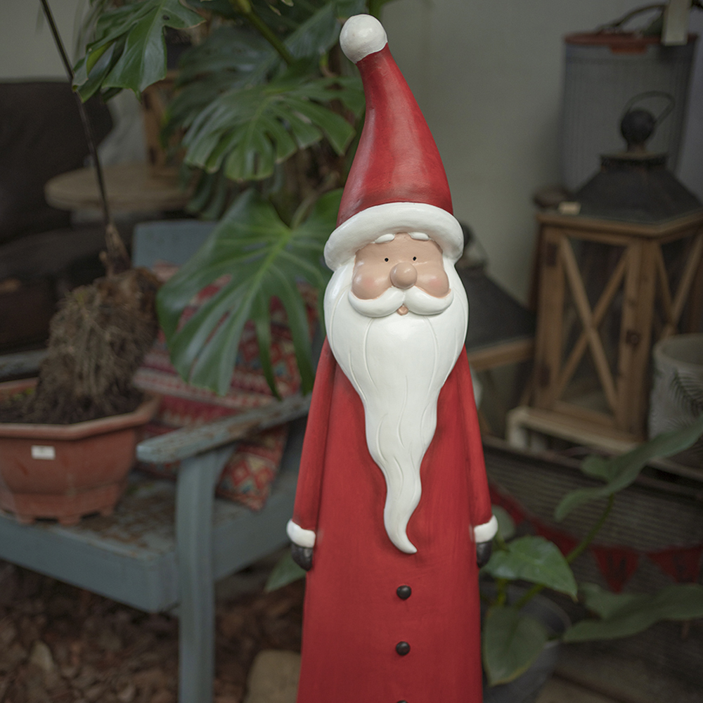 30 inch Outdoor Santa Claus Statue Garden Resin Christmas Decor Standing Figurine in Red