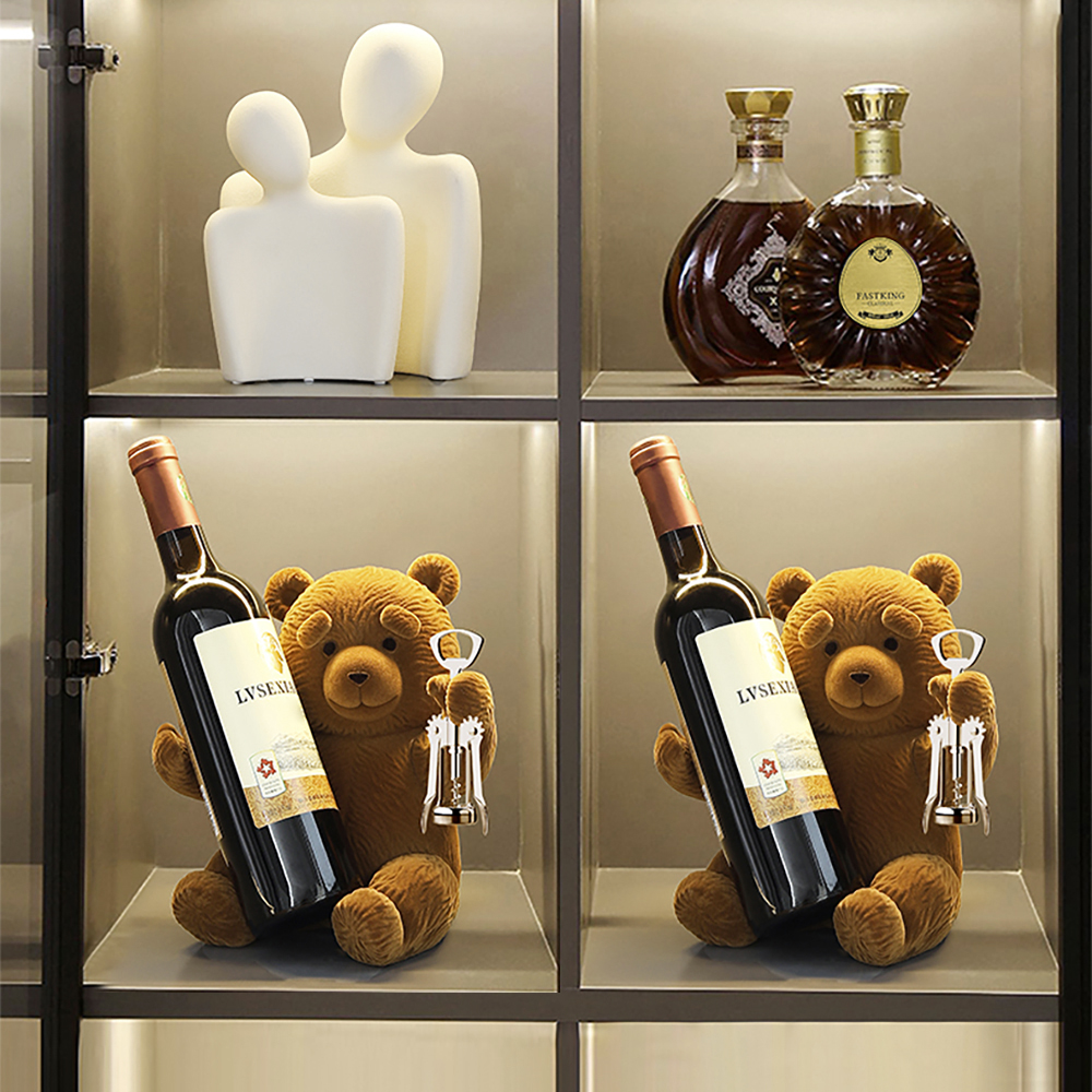 Brown Bear Table Top Wine Rack Countertop Wine Bottle Holder