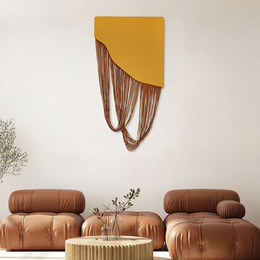 3d Modern Yellow Geometric Abstract Wood Pu Leather Wall Decor Art Living Room Bedroom in US