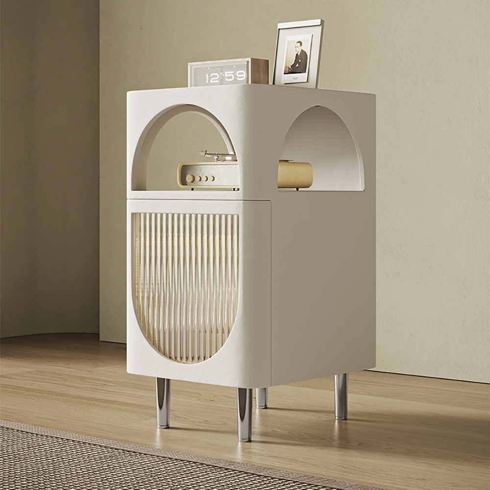 Modern White Side Table With Storage Arched End Table in US