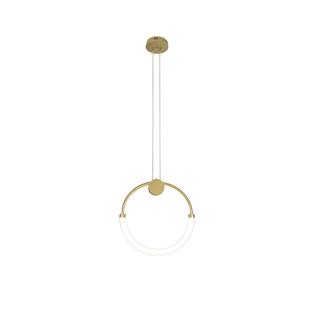 Modern Minimalist Single Circle Kitchen Island Light in Gold Cool Light