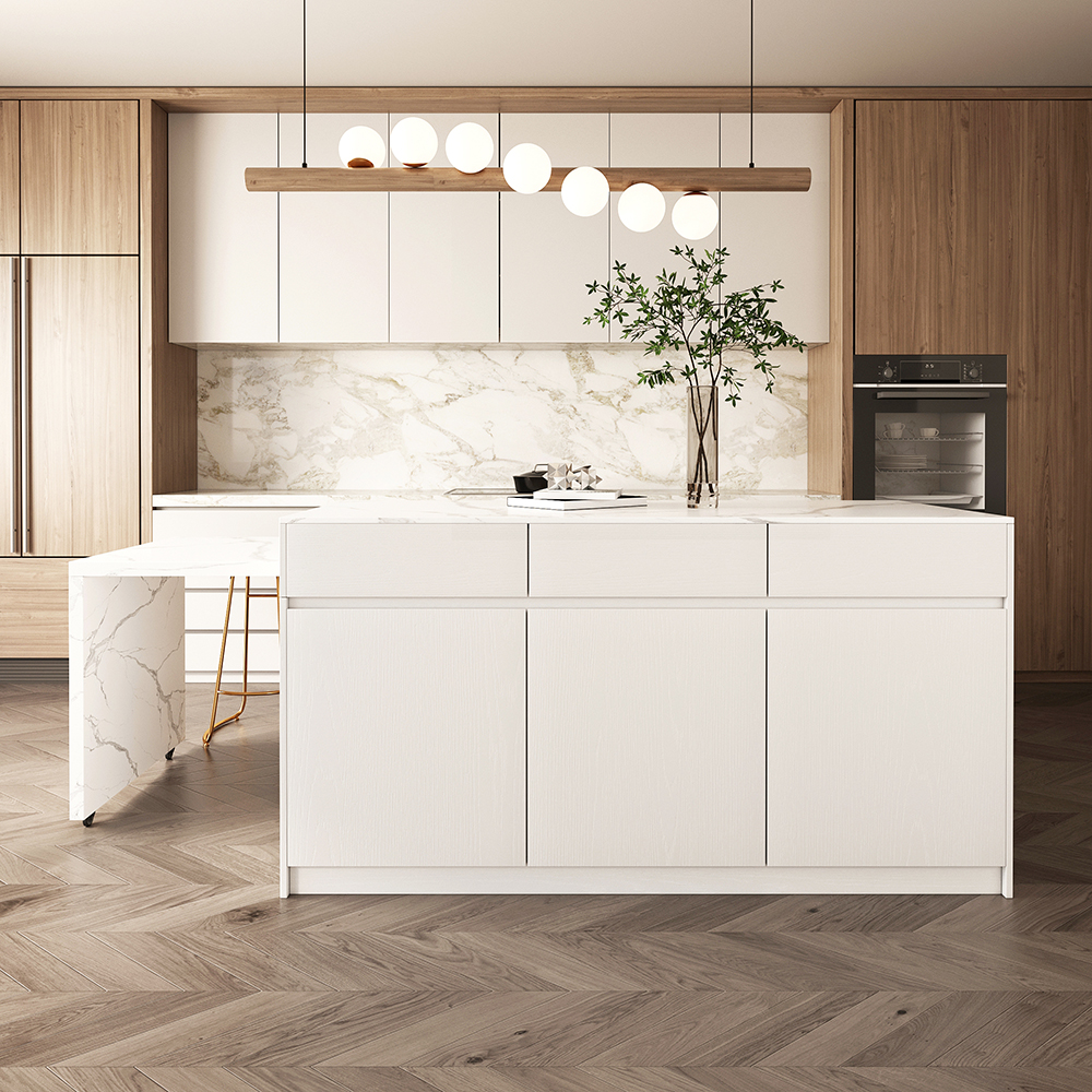 Finition:Blanc | Orientation:Orienté Vers La Gauche | Finition Du Plateau Supérieur:Bois D'ingénierie | Taille:L 205 - 268 × P 90 cm