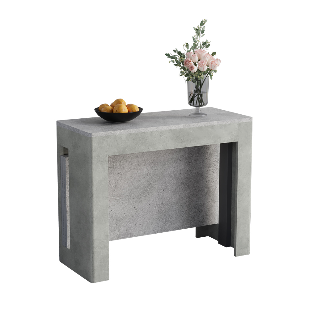 Mesa de comedor gris, plegable, rectangular y moderna de 410 mm a 1850 mm