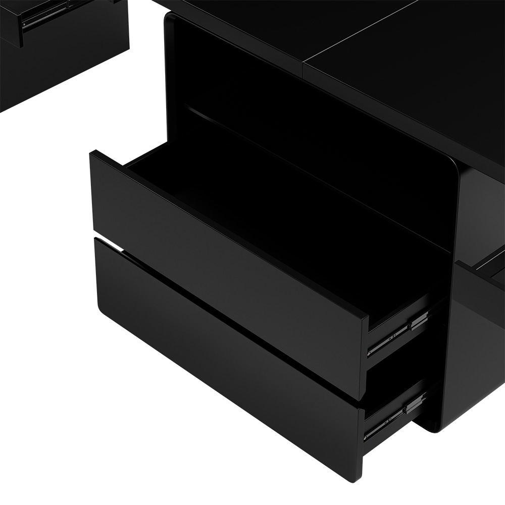 2-Person Double Computer Desk Modern Black Retangular Office Desk with 4 Drawers & 1 Cabinet  (94.5" )