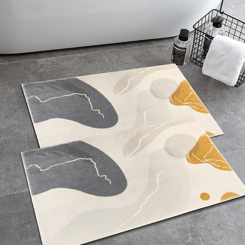 2 Pieces 20" x 32" Modern Geometric Bath Mat Set Faux Cashmere Soft Bathroom Rugs