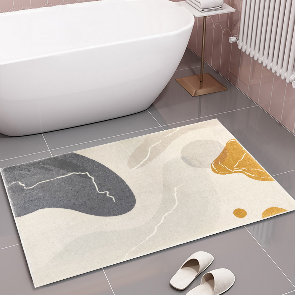 2 Pieces 20" x 32" Modern Geometric Bath Mat Set Faux Cashmere Soft Bathroom Rugs
