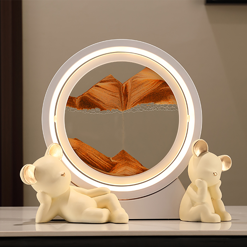 LED Sand Art Lamp Abstract Sand Timer Rotating Sandscape Decor Ornament Living Room 