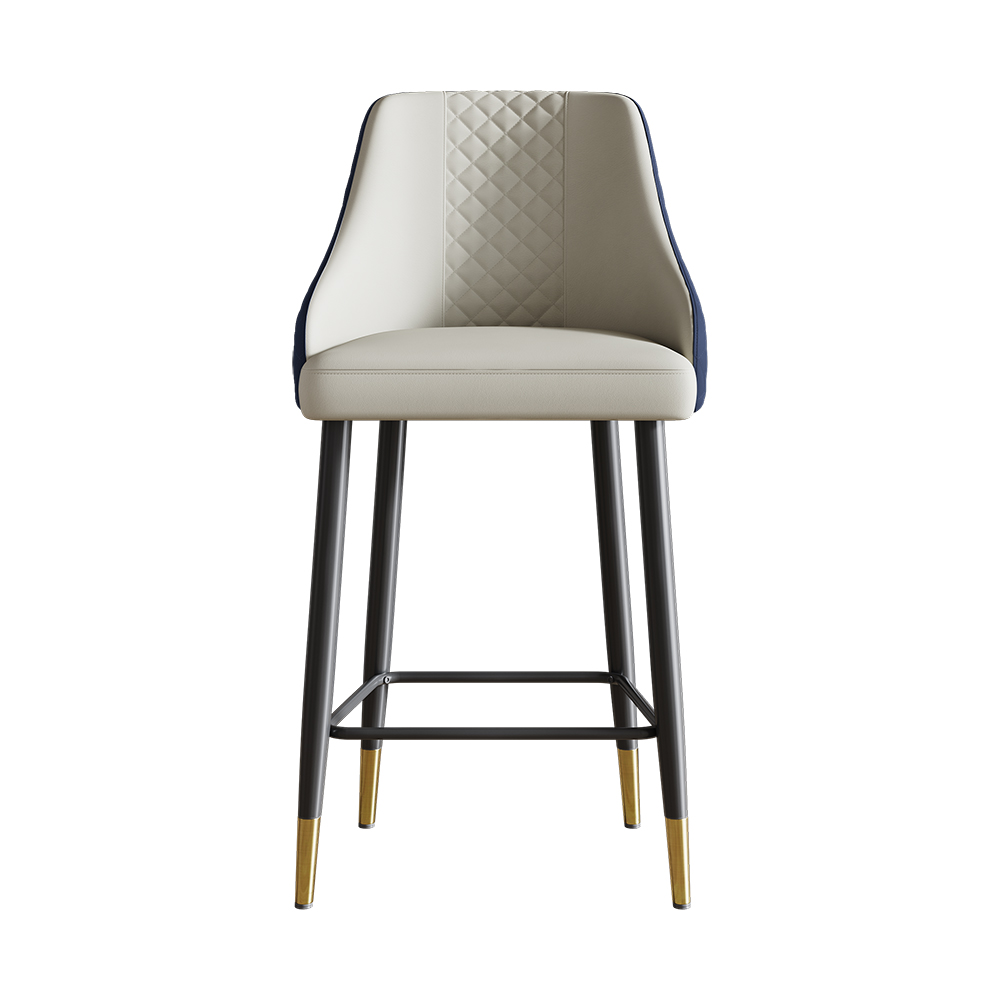 Diamic Blue Counter Stool Bar Stool with Footrest Upholstered PU Leather High Back & Arms 8-Pieces