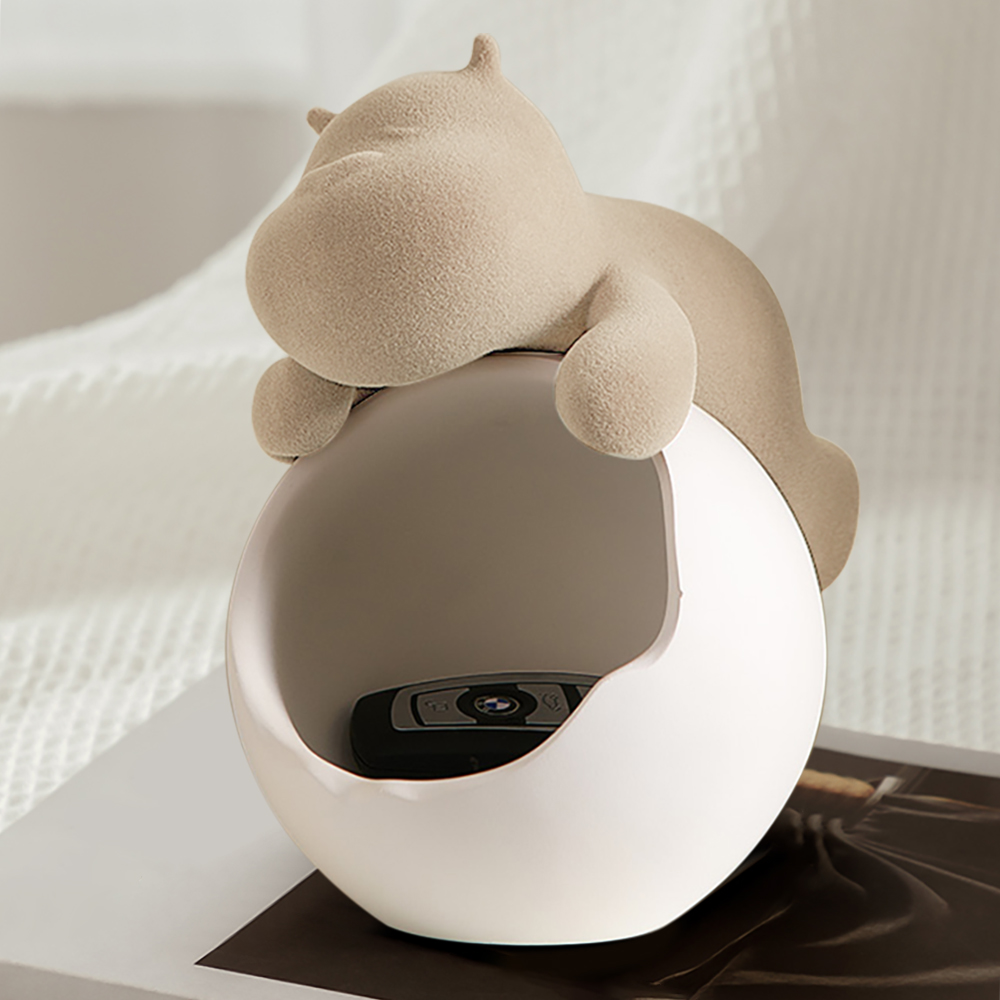 Flock Cute Bear Storage Tray Jewelry Storage Tray Stainless Steel Entrance Key Holder in US