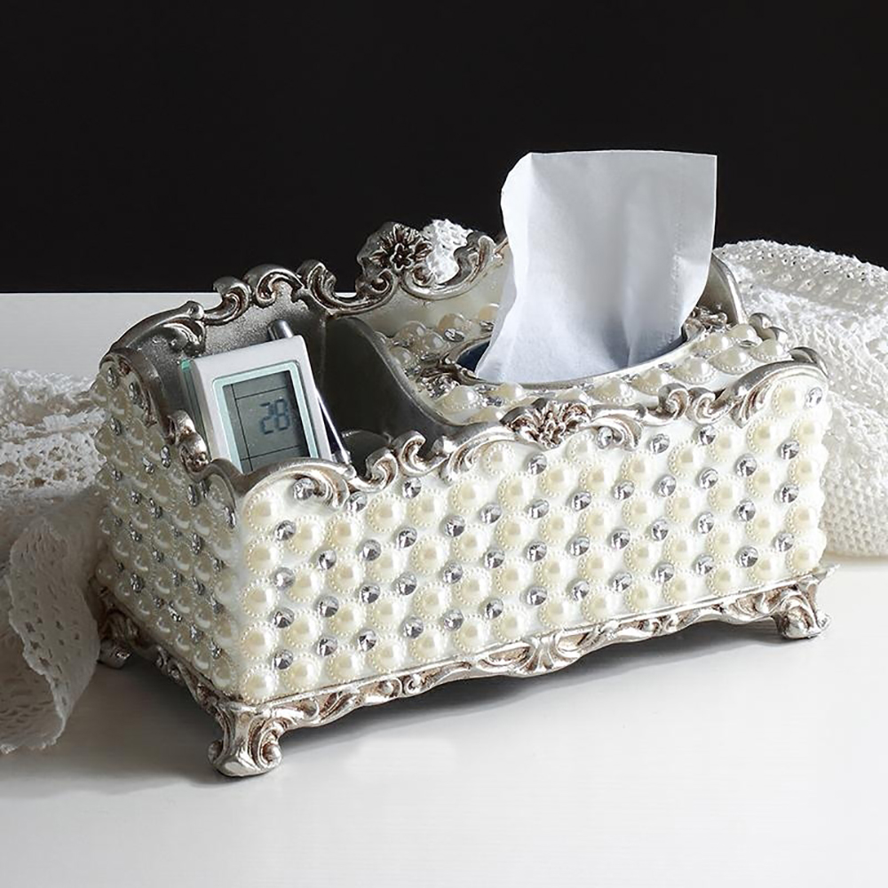 Traditional Resin Remote Control Holder Tissue Storage Box Desktop Organization Decor in US