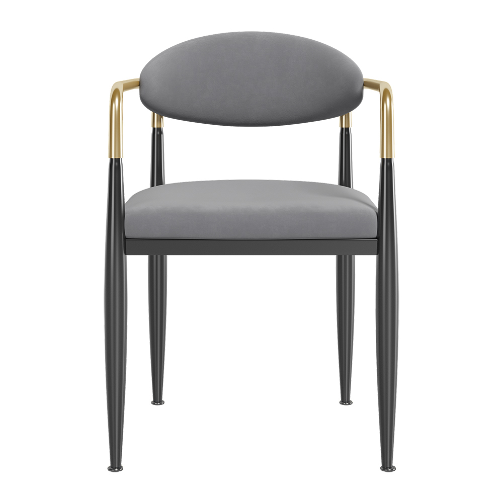 Otrast Dining Chairs PU Leather Back Velvet Upholstery Gray Arm Chair 8-Pieces Dining Room Chairs