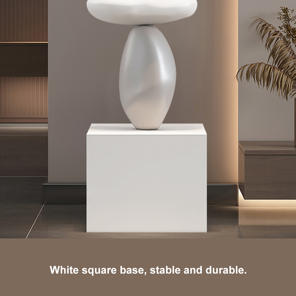 30.7" Abstract Geometric Fiberglass & MDF Stacked Stone Floor Sculpture Light Decor Art