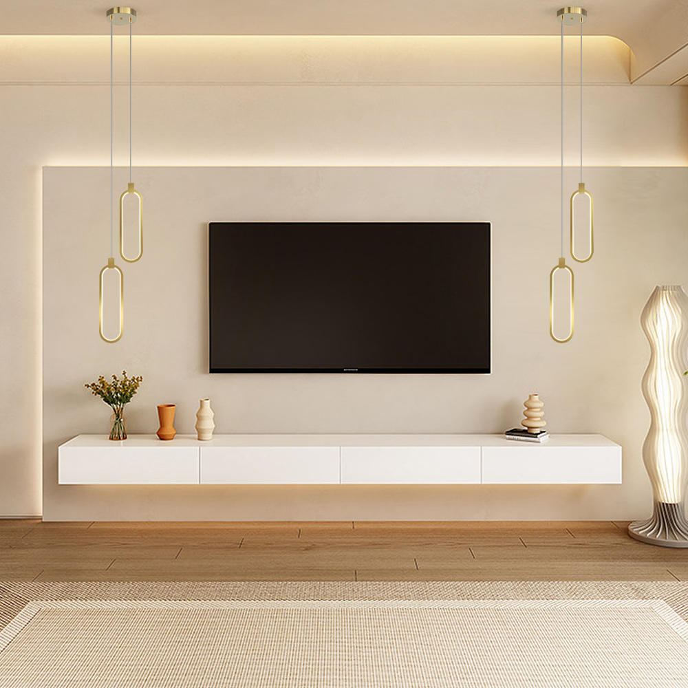 2-Light Pendant Light Geometrical Shape Ceiling Light Adjustable Height