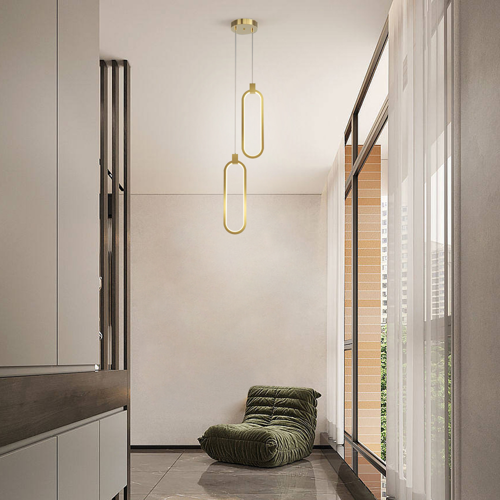 2-Light Pendant Light Geometrical Shape Ceiling Light Adjustable Height