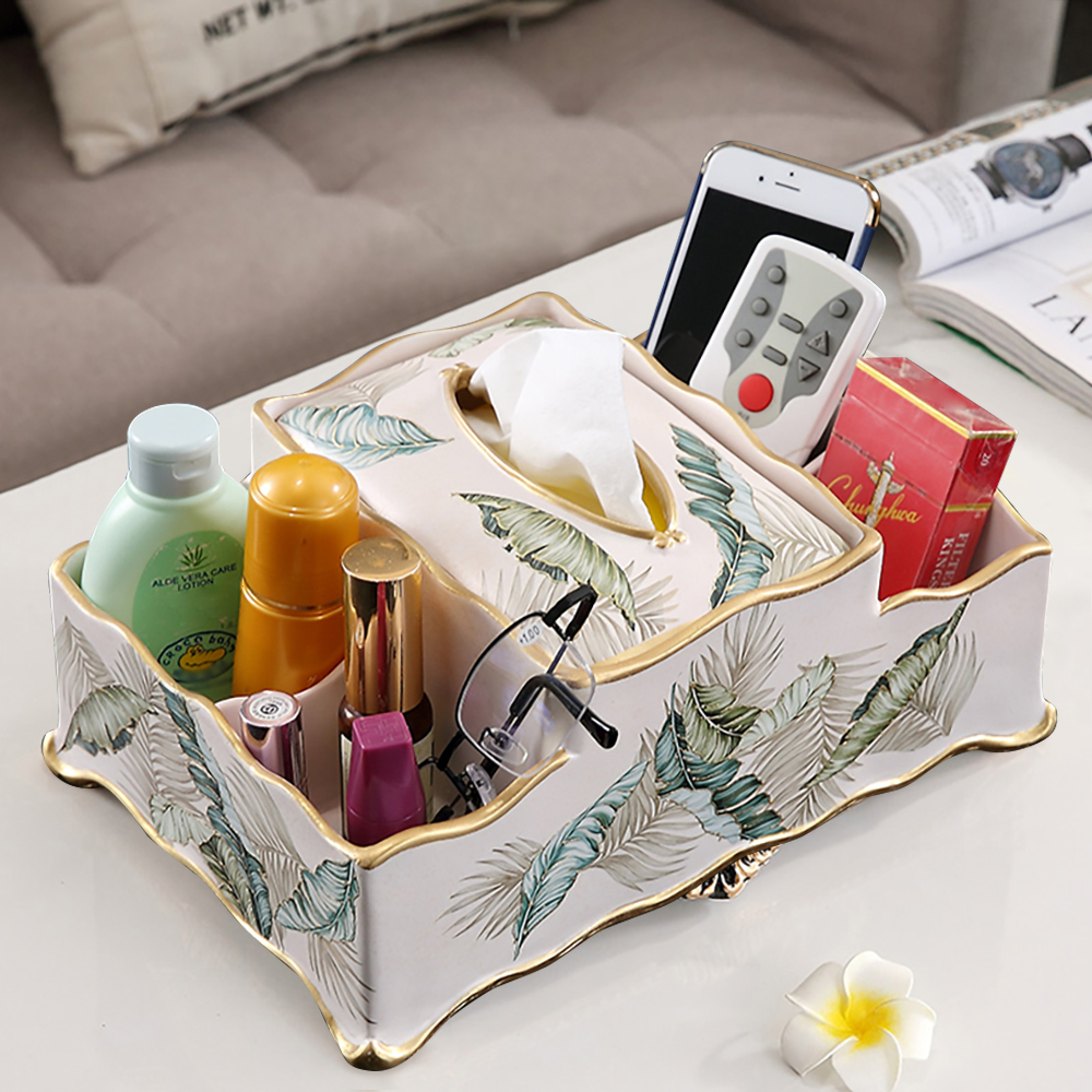 White Resin Multifunction Remote Control Holder Living Room Storage Box Home Decoration in US