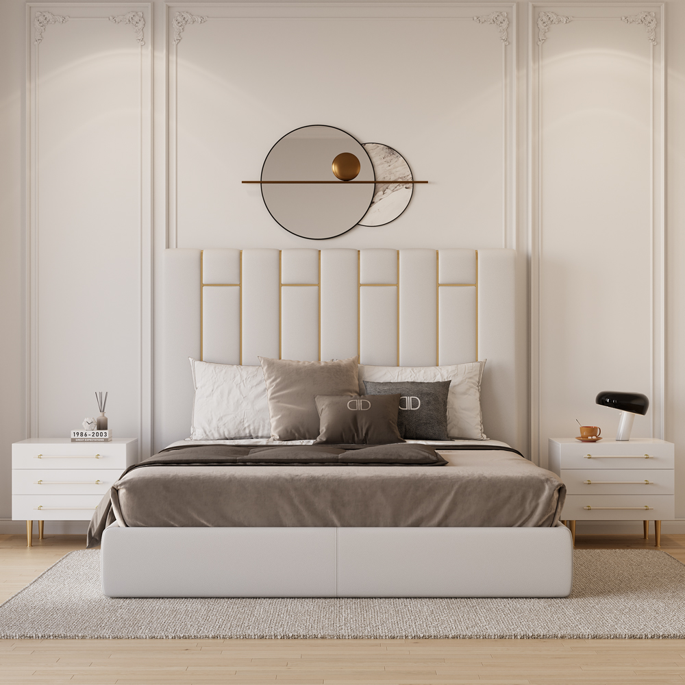 Modern White 3 Drawer Nightstand Bedside Table with Storage