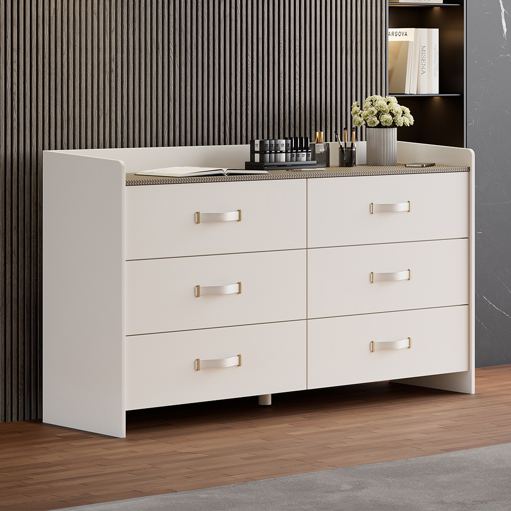 59"w Modern White 6 Drawer Dresser Chest Bedroom Storage Cabinet in US