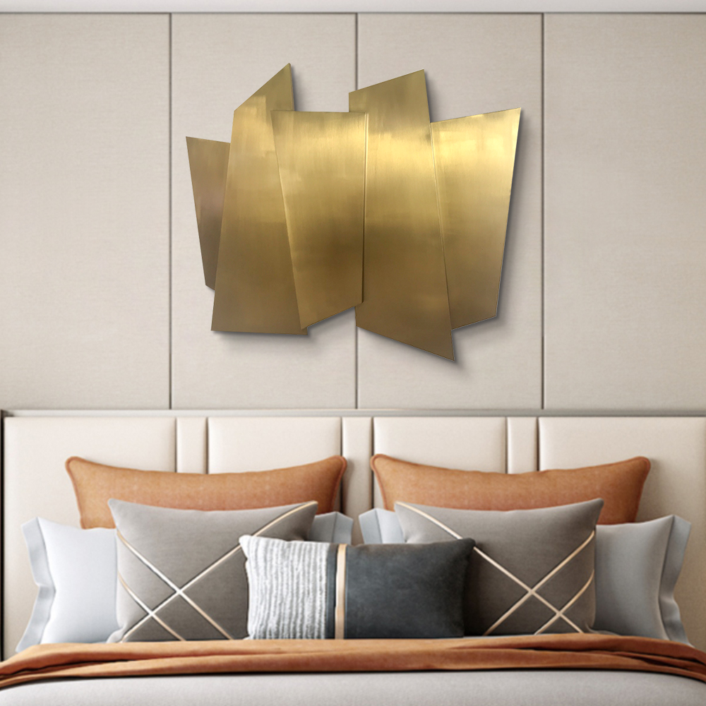 35.4" Luxury Irregular Stainless Steel Wall Decor Geometric Art in Gold for Living Room