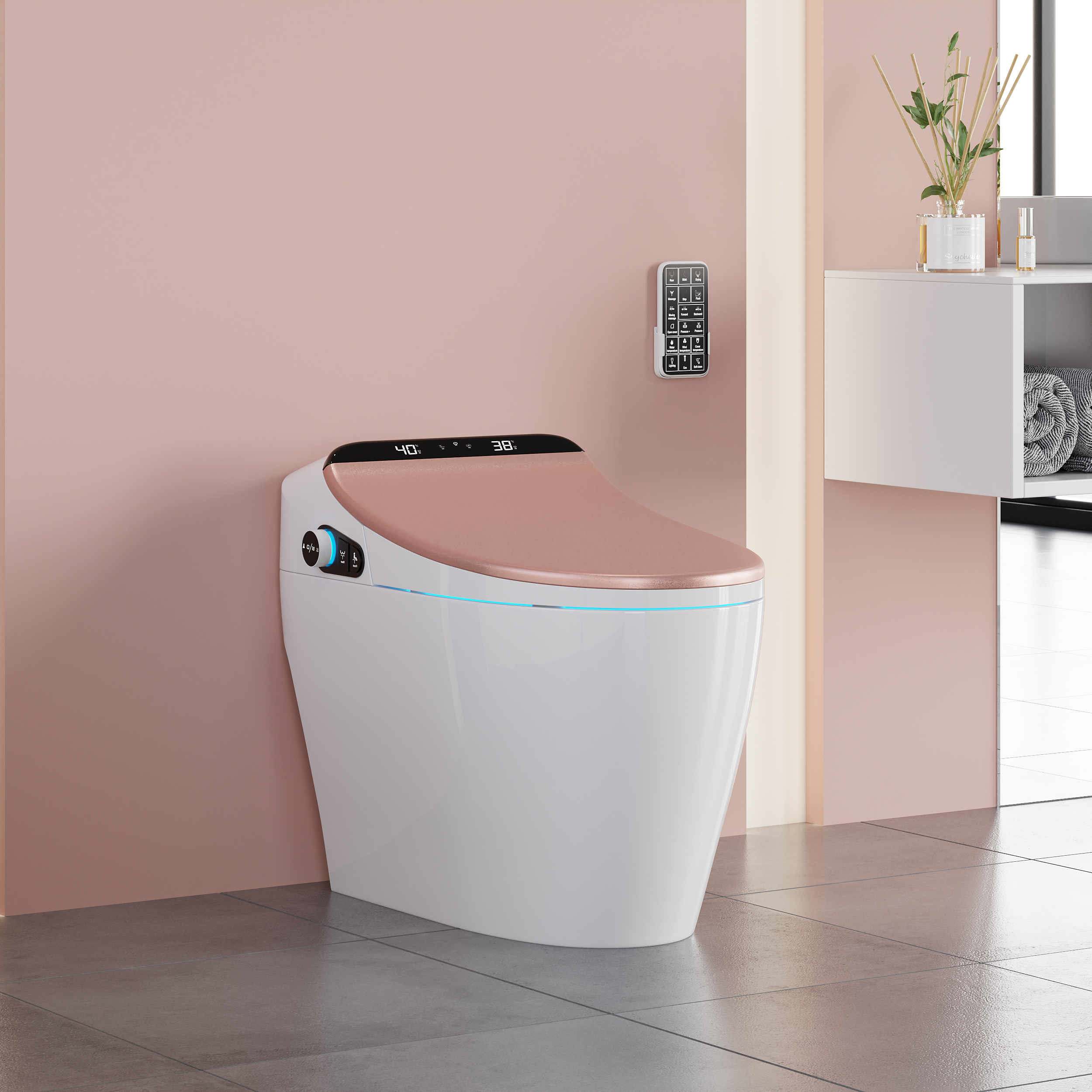 Modern Smart One-piece 1.27 Gpf Floor Mounted Elongated Toilet and Bidet With Seat in US