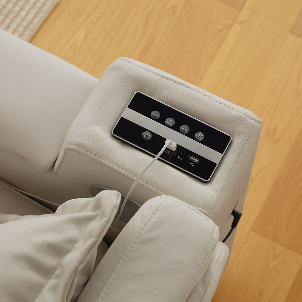 Łóżko rozkładane 2103mm, pełna rozkładana sofa, tapicerowana skórzana schowek z głośnikiem obraz wyróżniony